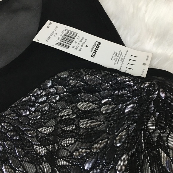 NWT Elle Silver Black Brocade Cocktail Dress 4 - Picture 5 of 8